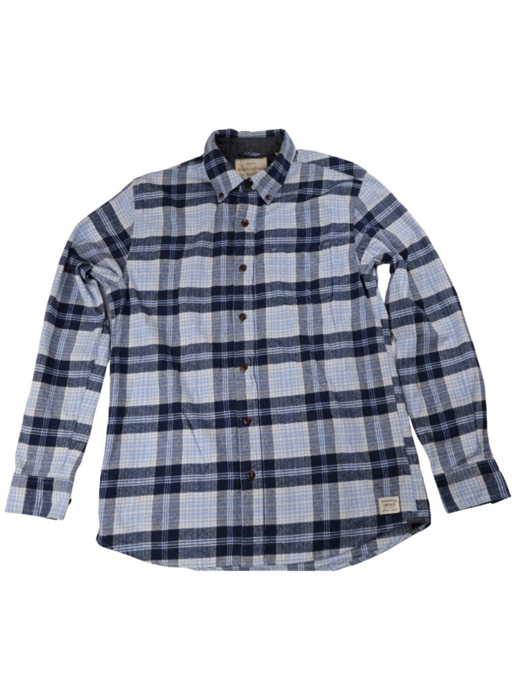 Original Weatherproof Vintage Plaid Button Down Shirt Men’s Medium Blue Cotton F